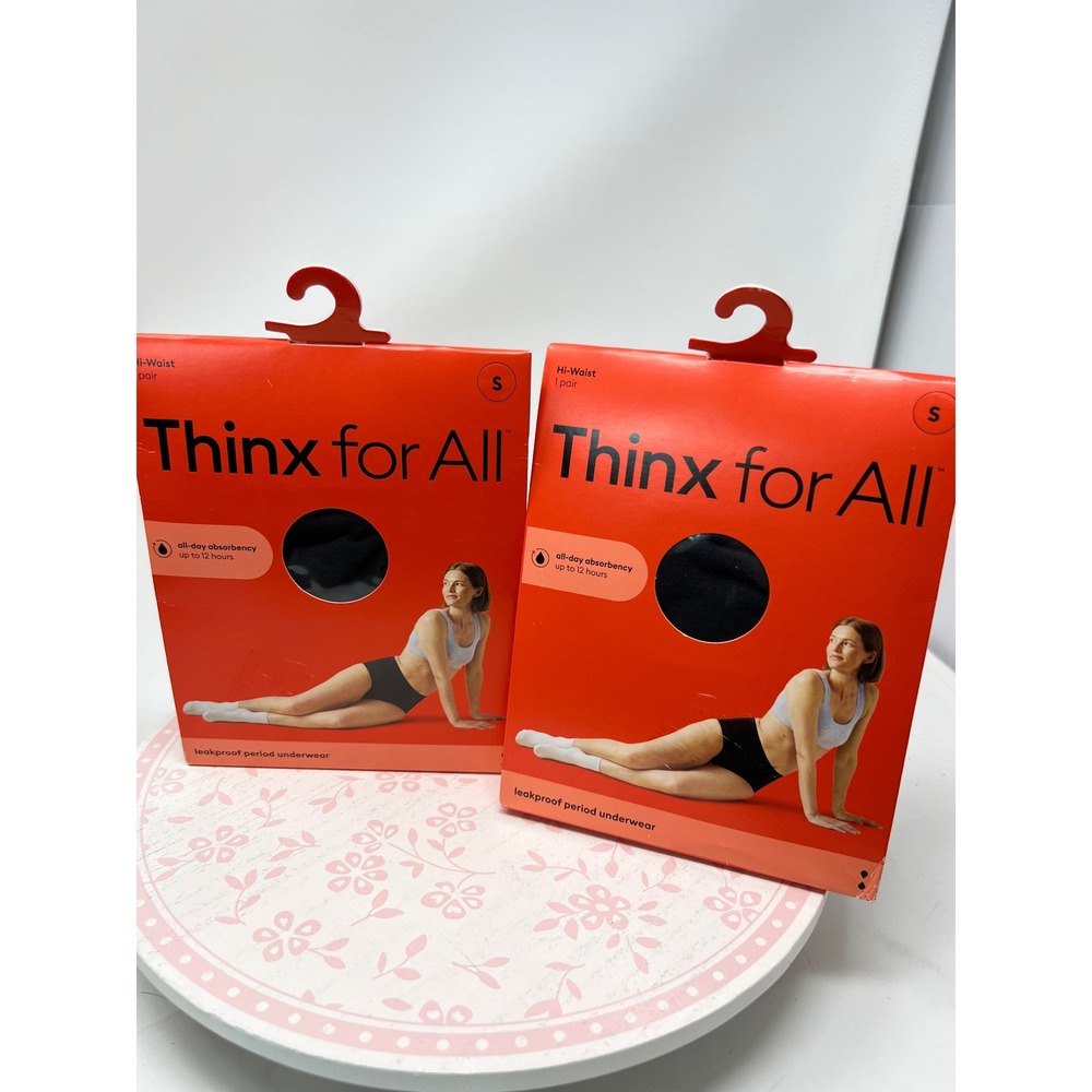 THINX Period Panties Small Black Hi-Waist Leakproof Cotton Underwear 2 Pack NWT
